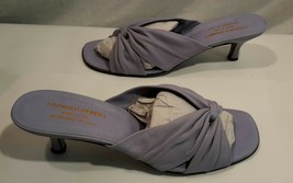 Donald J Pliner Sandals Blue Nappa Leather Knot Kitten Heel Slide 11 M - $41.01
