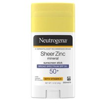 Neutrogena Sheer Zinc Oxide Mineral Sunscreen Stick, SPF 50+, 1.5 oz.. - $25.73
