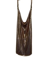 Gold Chainmail Women Drape Mini Open Back Dress One Size Chain Halter image 1
