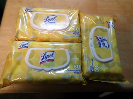 NEW, Lysol All Purpose Cleaner Wipes Lemon and Lime Scent 3 Packages (80 ea)  - $19.99