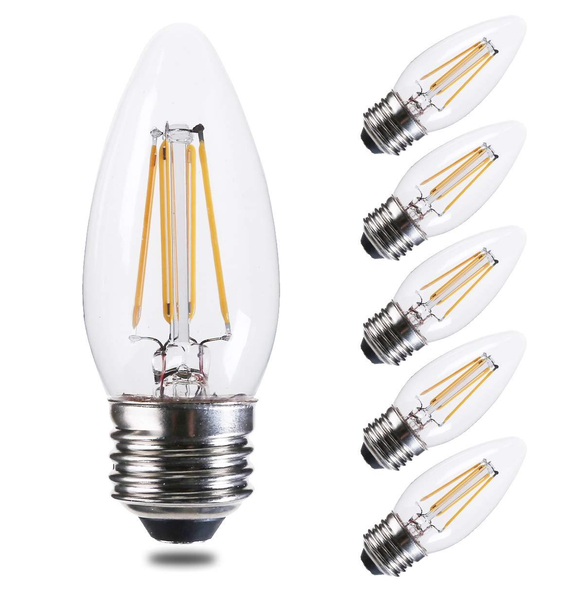 Dimmable LED Candelabra Light Bulbs 60W Equivalent E26 Base - FLSNT B11 ...