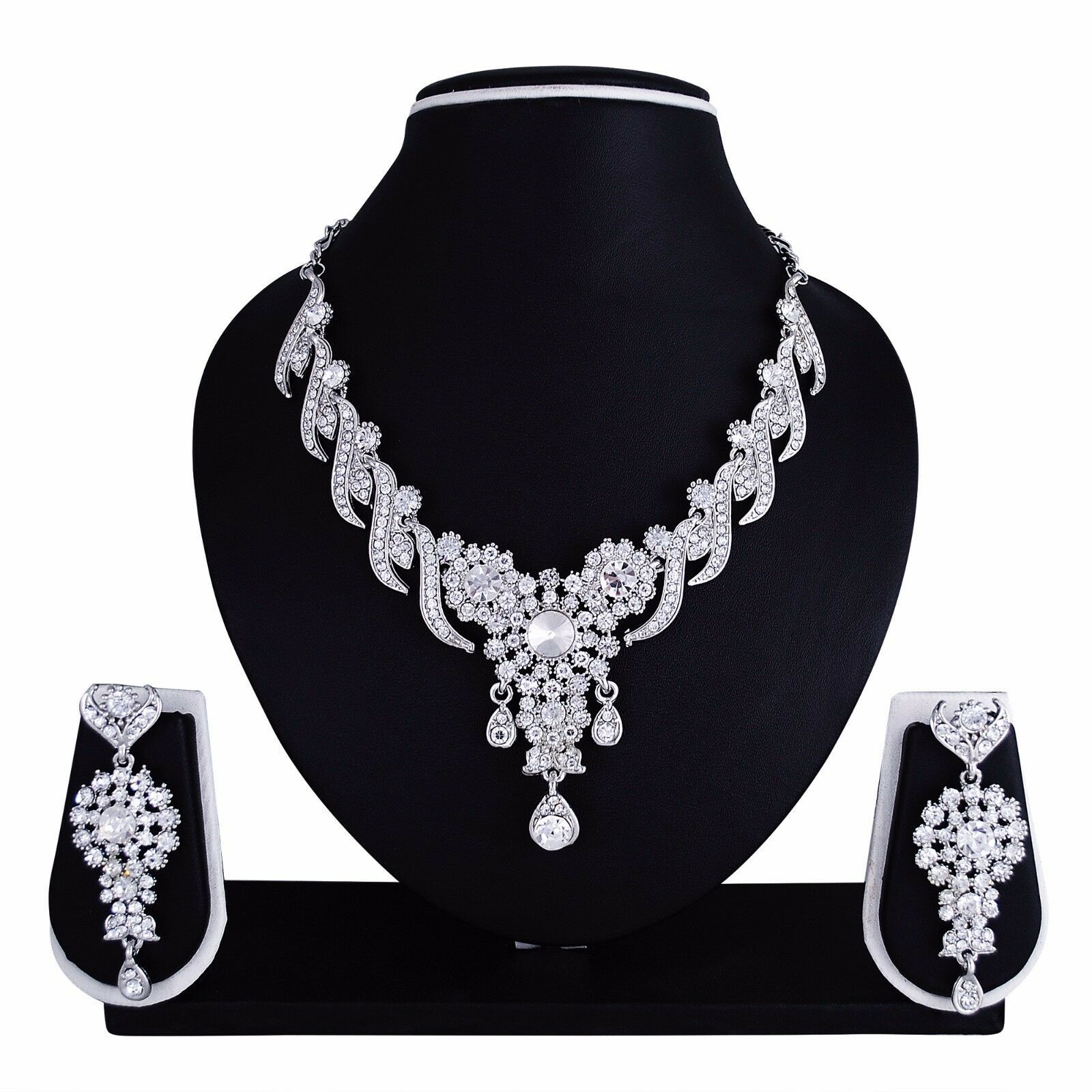 Beautiful Designer Silver Plated Rhinestone Fashion Jewelry Necklace ...