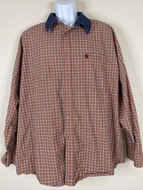 Wrangler PBR Men Size 3XL Orange Plaid Shirt Long Sleeve Cowboy - $22.45
