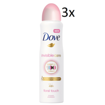 3x Dove Invisible Care Floral Touch Deodorant Spray 48h Anti-Transpirant 150ml - $21.73