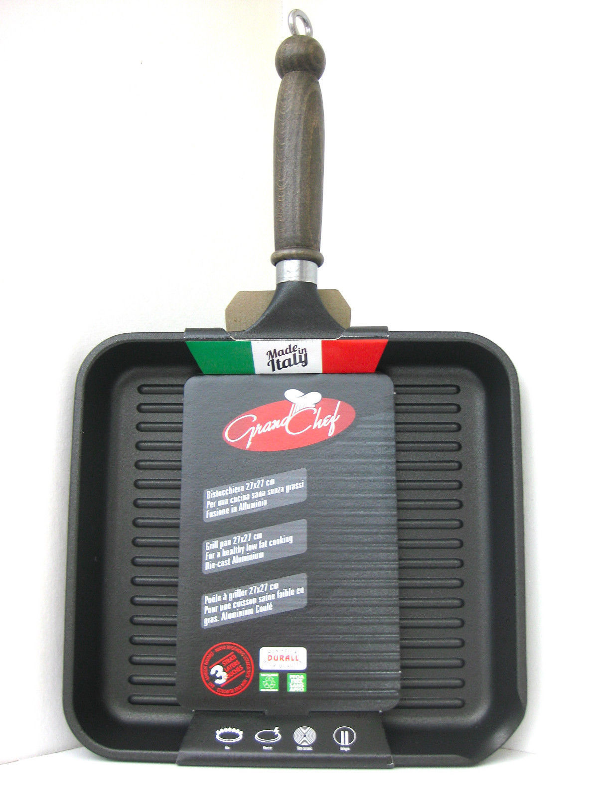 NEW ROCH GUSS Grand Chef Cast Aluminum Grill Pan Skillet Made in ITALY Cookware