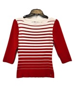 Tommy Hilfiger Womens Vintage 1990’s Ivory &amp; Red Striped Nautical Sweate... - $26.97