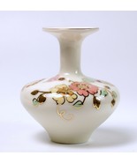 Zsolnay Porcelain Miniature Vase Pink Yellow Flowers Butterflies Gold Hu... - $22.43