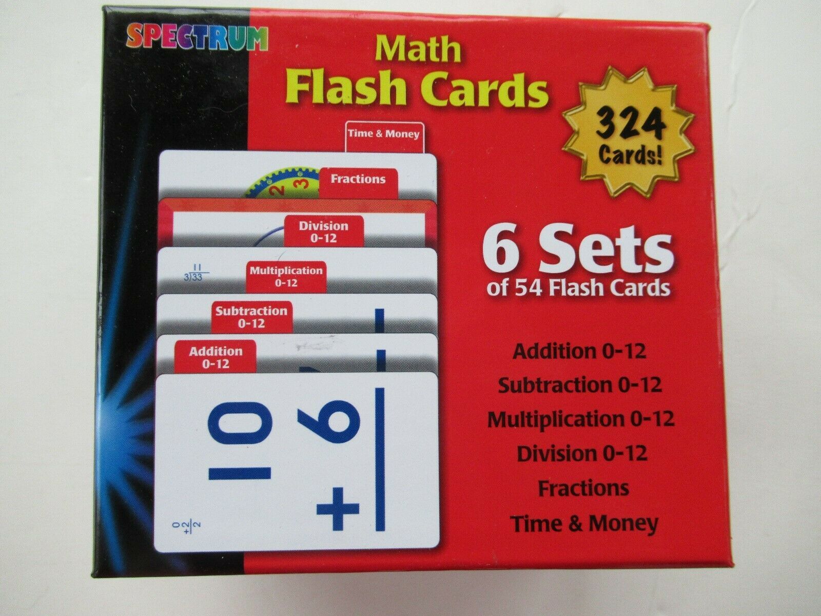 Spectrum Math Flash Cards boxed set 6 sets of 54 flash cards 4+ home