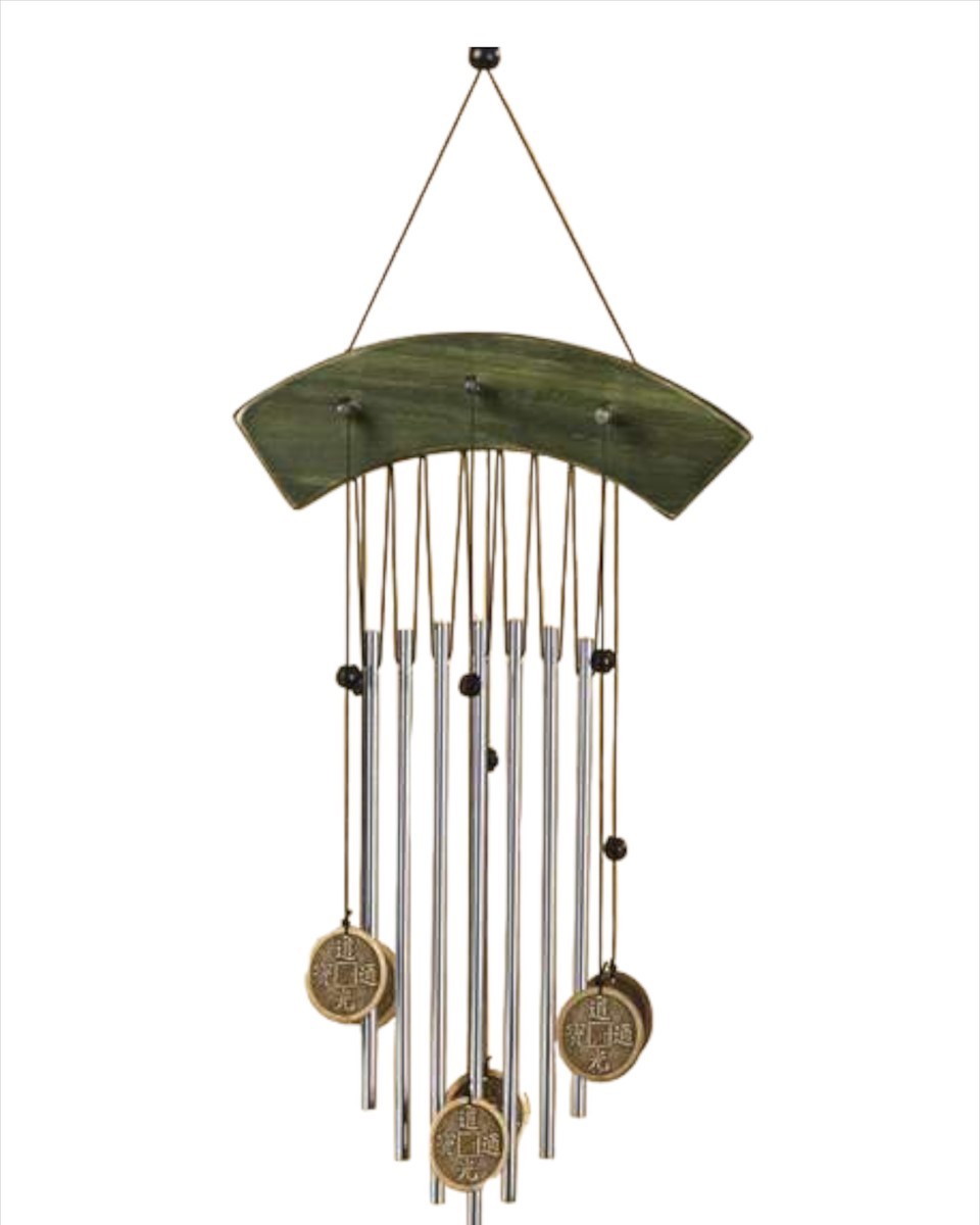 Asian Style Wind Chime Windchime Metal & Wood 18" Zen Wind Music Garden
