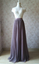 High Waisted Floor Length Tulle Skirt Brown Plus Size Wedding Tulle Skirt image 2