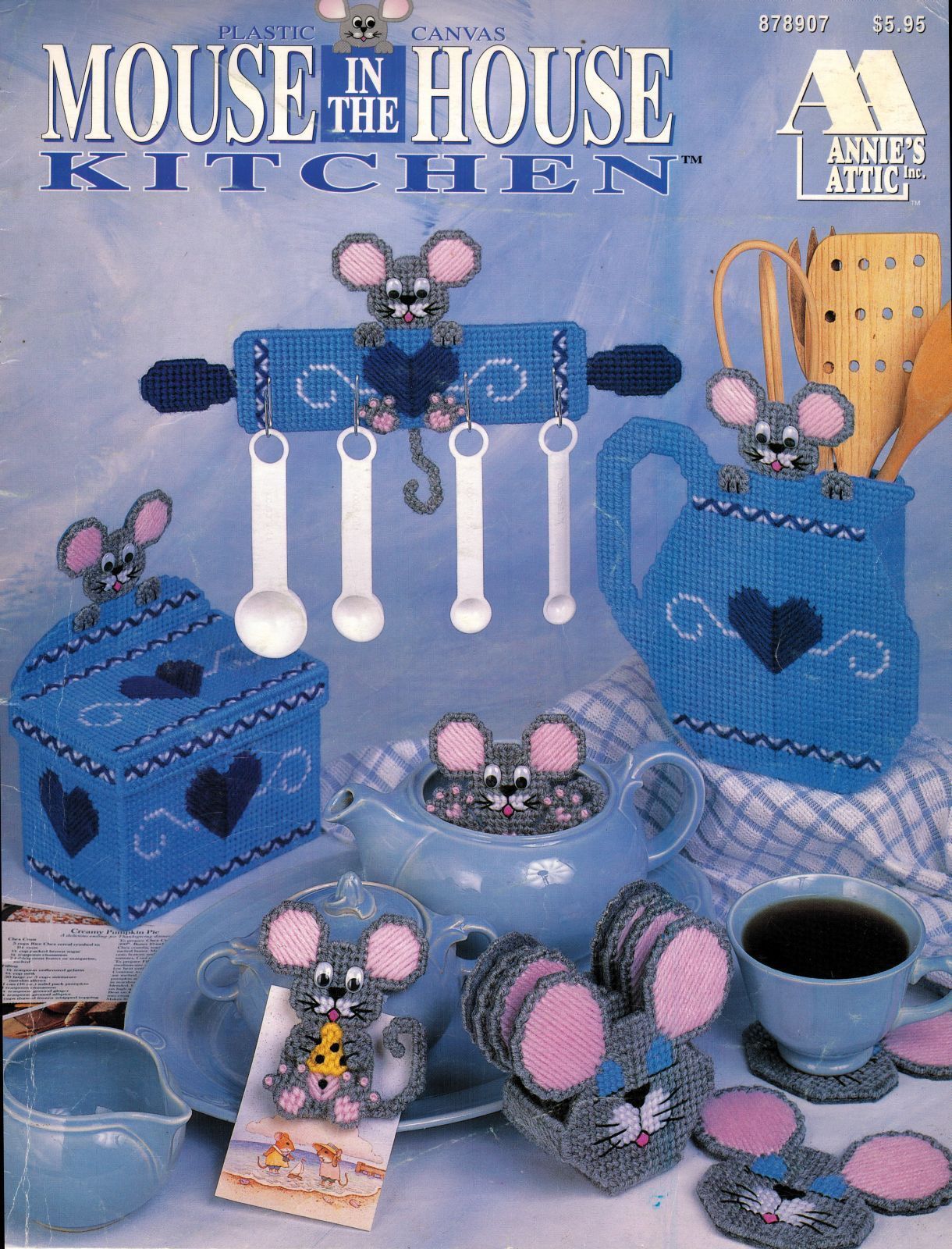 Plastic Canvas Kitchen Mouse Mice Key Utensil Spoon Holder Memo Coaster