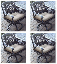 Outdoor 7 pc dining set patio furniture oval table cast aluminum chairs Bronze image 4