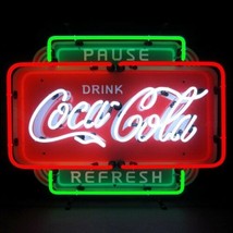 Soda 'Coca Cola' Pause Refresh Neon Sign 26"x20" - $442.99