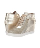 Linea Paolo Womens Freja Wedge Sneakers Gold Metallic Leather Glitter sz... - $85.00