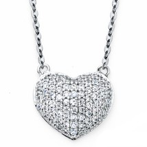 Nk0118 micropave cz heart necklace 14k white gold thumb200