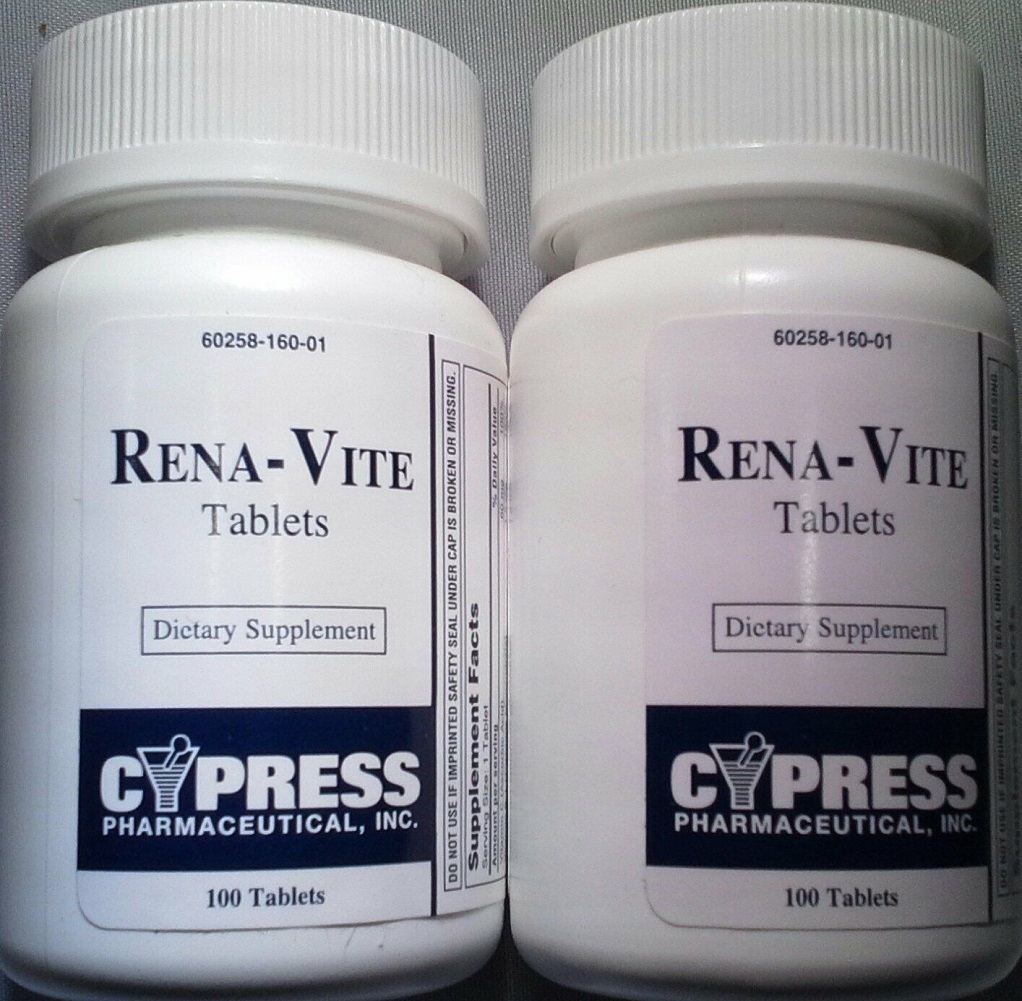 Cypress Pharma Rena-Vite Vitamin B Complex Supplement Tablets 100 Count, 2 Pack