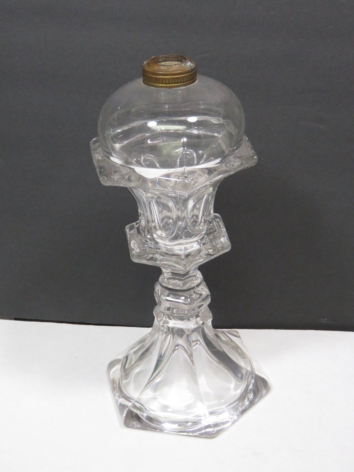 Antique Clear Sandwich Glass Whale Oil Lamp 183545 Pressed EAPG Lamps