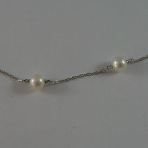 SOLID 18K WHITE GOLD NECKLACE WITH FRESHWATER WHITE PEARL MADE IN ITALY 17,91 IN image 3