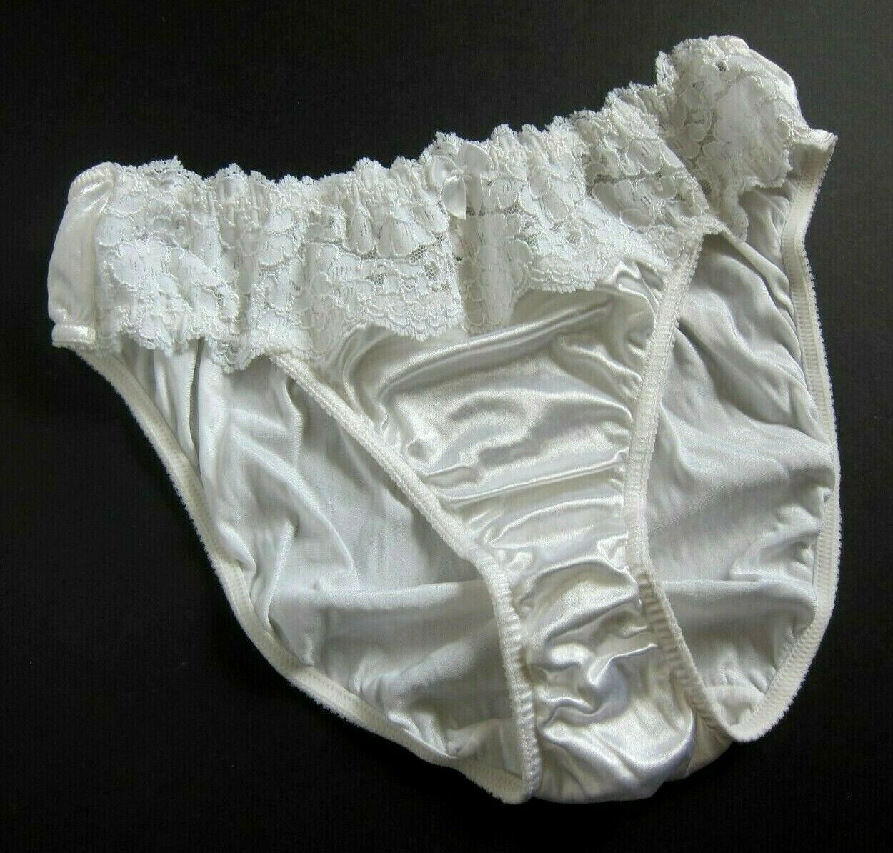 Unworn WHITE Victoria's Secret VTG Second Skin Satin Lace Brief Panties