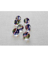 7 Clear Facetted Lucite w/ Red Blue Green Swirled Design Buttons-Free Sh... - $10.00