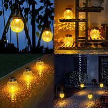 2 Solar Lanterns with Crackle Glass Balls   -   Amber Warm LED Lamps w. 2 Modes image 8