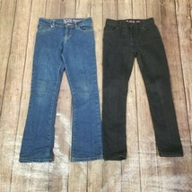 Lot of 2 Children's Place Jeans Girls 8 Blue Black Stretch Super Skinny Bootcut - $19.79
