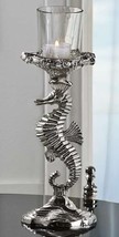 Seahorse Tealight Holder 14" H Nickel Plated Aluminum w Glass Cup Nautical Ocean image 2