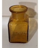 Yellow Glass Bicarb Soda Apothecary Medical Squar Bottle Jar No Lid 4.5 ... - $19.39