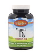 Carlson Labs Vitamin D3, 25 mcg (1,000 IU), 250 Soft Gels - $18.99