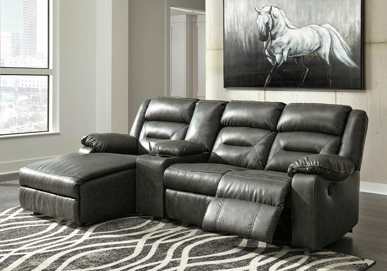 leather reclining sofa with chaise lounge