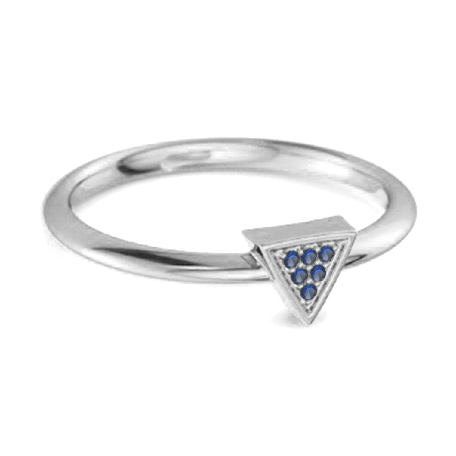 0.12Ct Blue Sapphire Love Pride 9k White Gold Stacking Ring