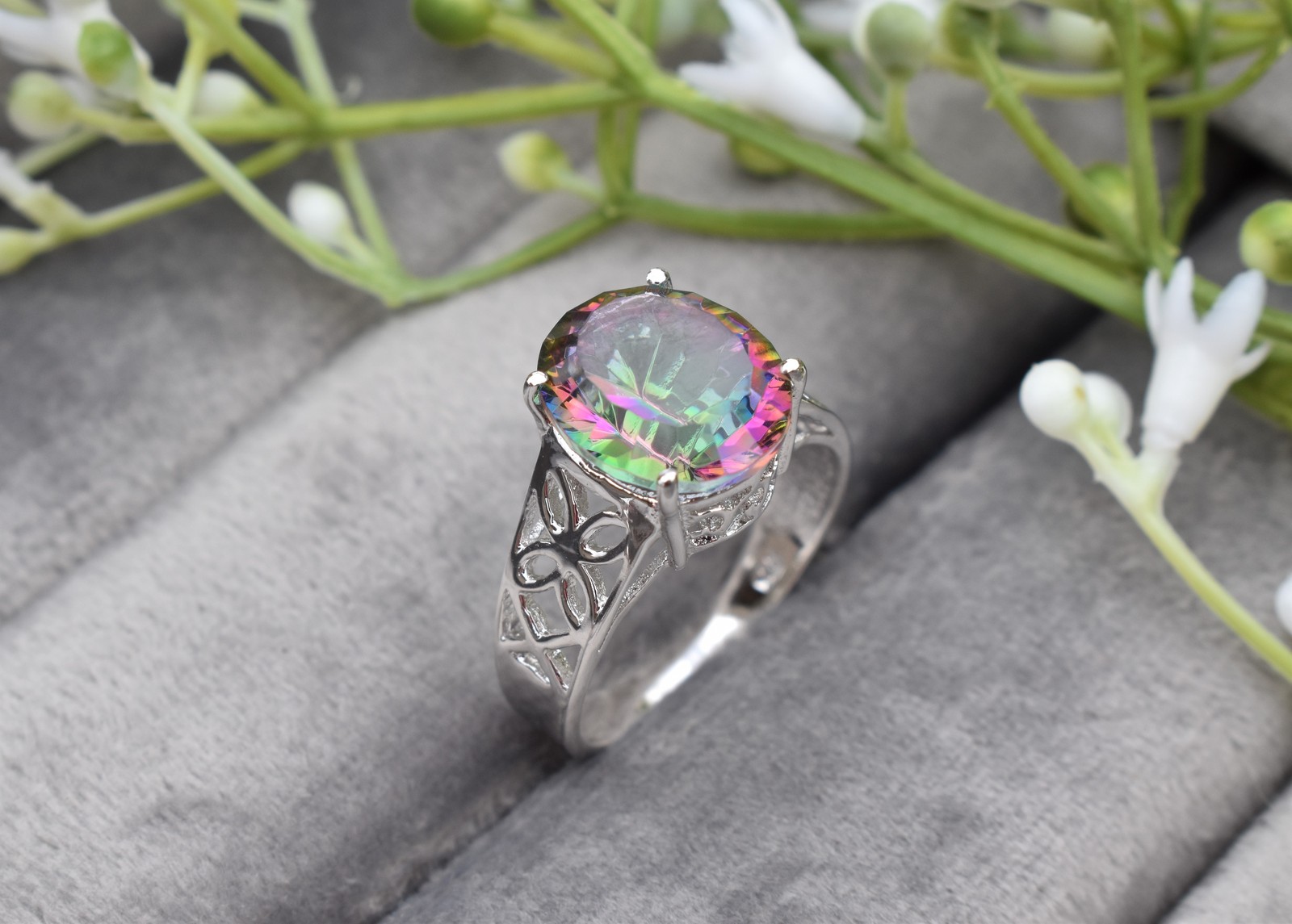 Primary image for Mystic Topaz Ring, 925 Sterling Silver Ring, Gold Plated, Statement Ring,GIFT