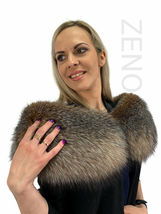 Amber Blue Frost Fox Fur Shawl 47' Saga Furs Amber Color Fur Collar Wrap Scarf image 6
