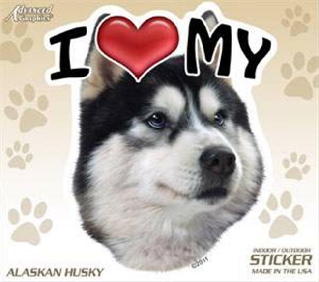 Set of Two I Love My Alaskan Husky Dog 4 Car Home Decals Siberian Malamute