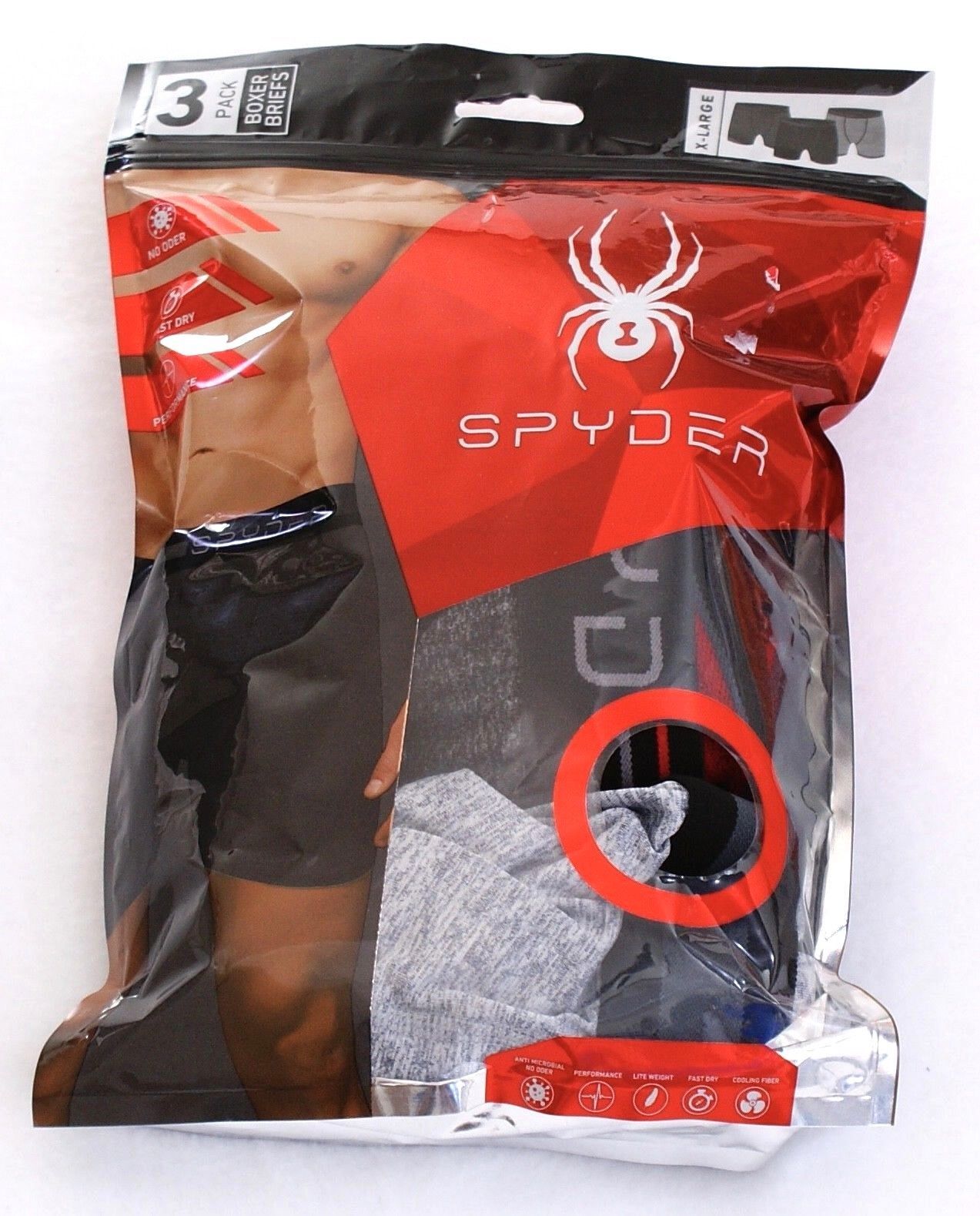 Spyder Gray & Black Stretch Boxer Brief Underwear 3 in Package Men's