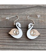 Crystal Swan Wooden Earrings with crystal, Unique gifts for women,Wooden... - $23.94