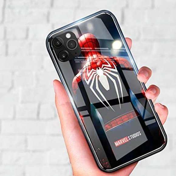 iPhone 13 Pro | LED Smart Luminous Tempered Glass iPhone Cases - Spider Man