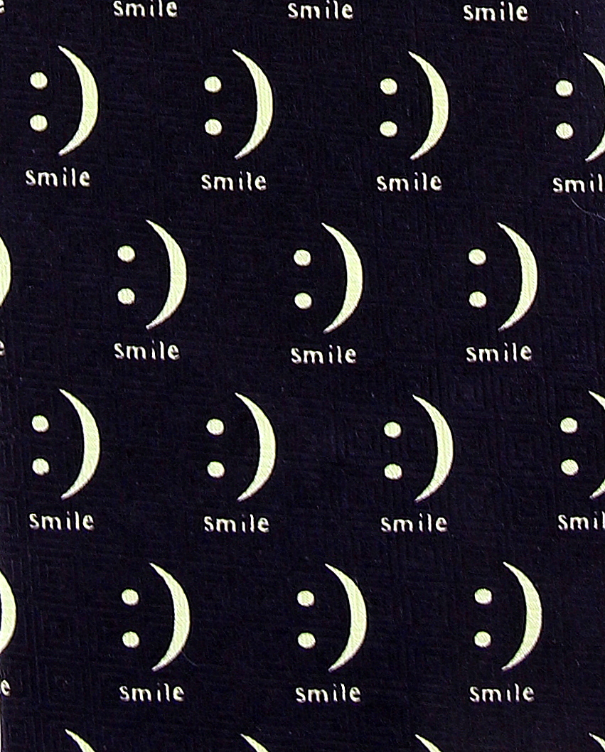 Black Roberto Cellini Mens Smiley Face Emoticon Neck Tie One Size Neck Tie