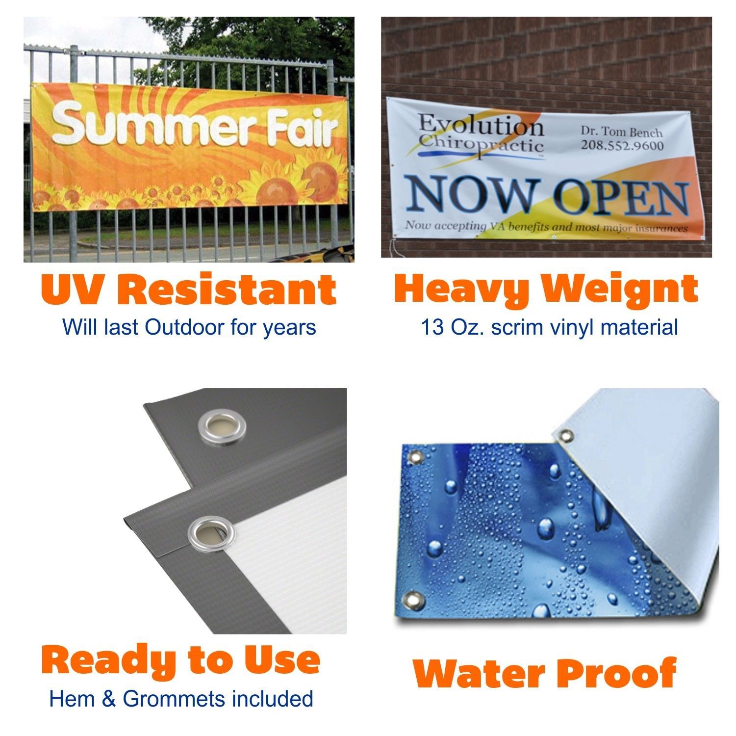 Custom Banner 16oz Vinyl Flex Outdoor 2/' X 8/' FT Personalized Advertise Signs