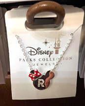 Disney Parks Minnie Mouse Icon Letter R Silver Color Necklace Child Size NEW