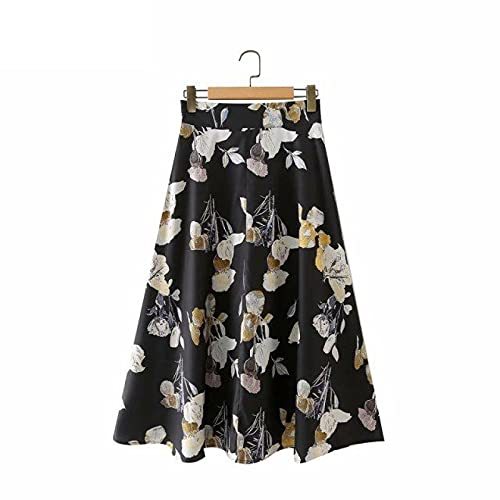 Women Elegant Floral Print Casual A Line Skirt Female High Waist Chic Streetwear