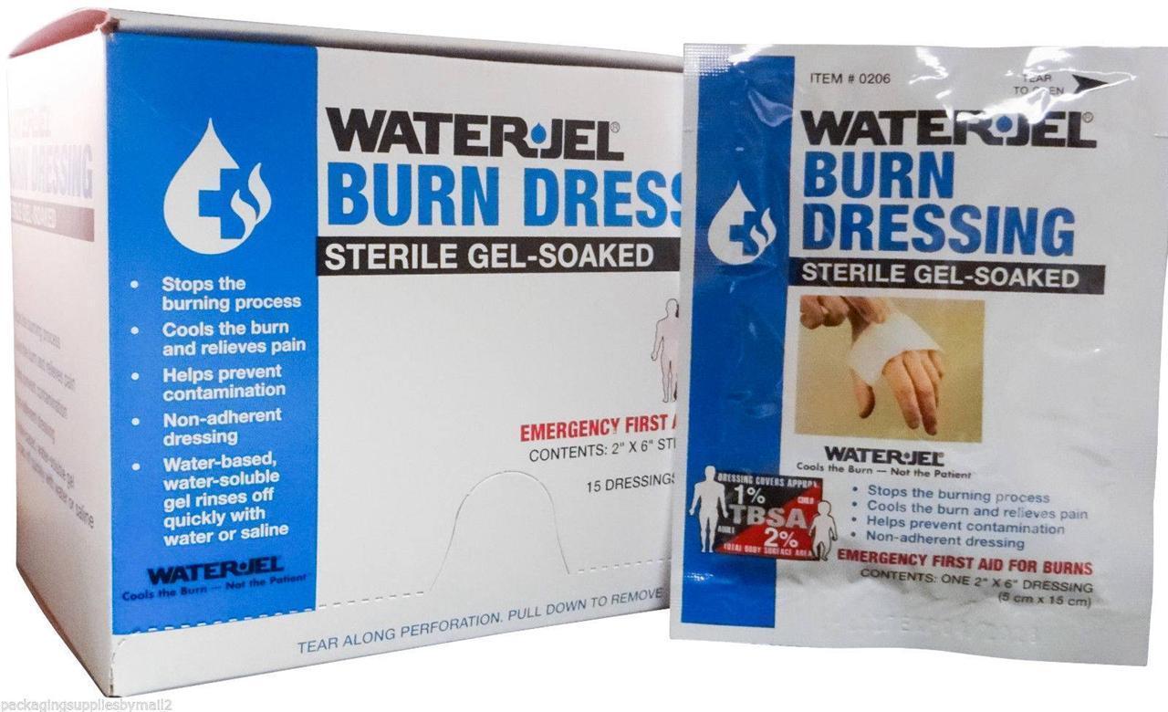 Lot of 20 Water Jel Sterile Burn Dressing Pads 2" x 6" EMT Waterjel