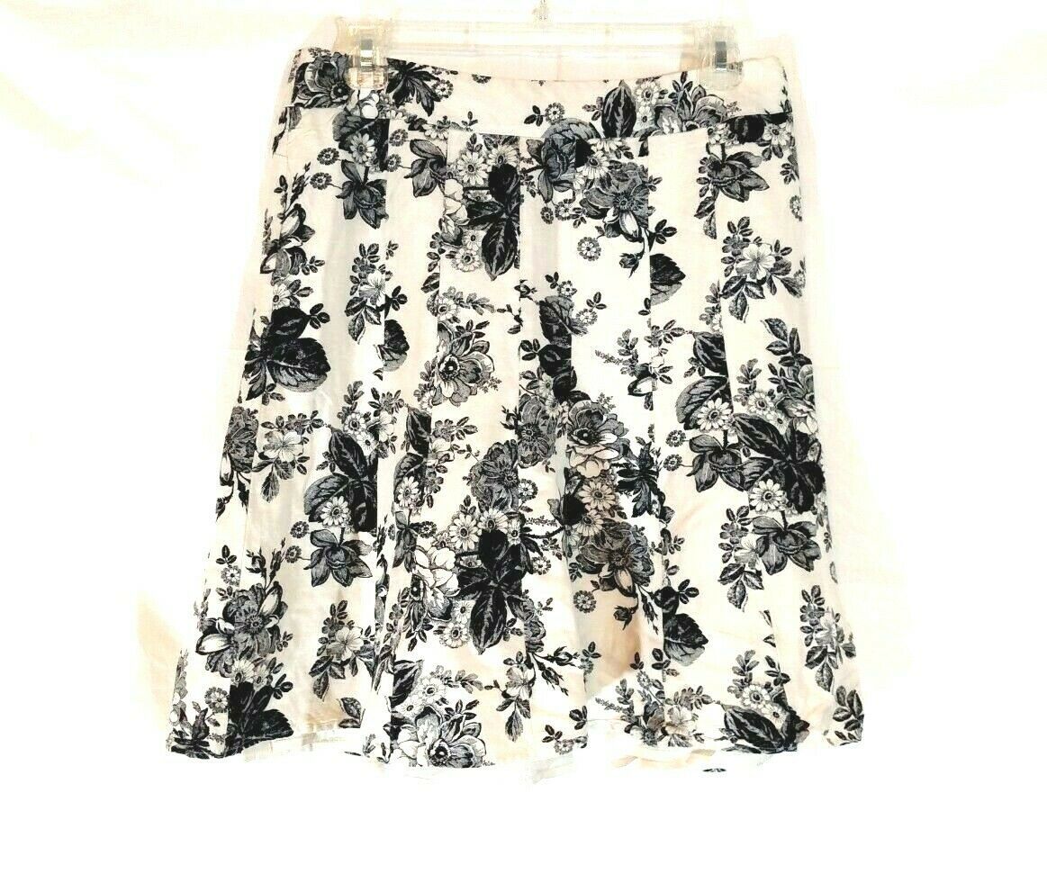 Ann Taylor Loft A-Line Skirt LINEN Blend Women Size 8P Black Ivory ...