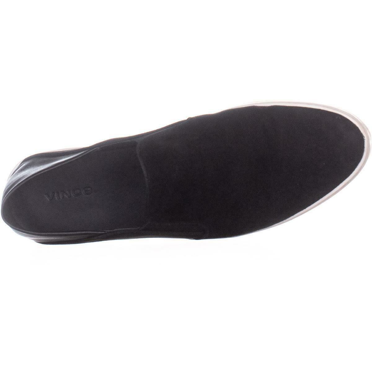 VINCE Garvey Flat Slip-On Fashion Sneakers 448, Black Suede, 8 US / 38 ...