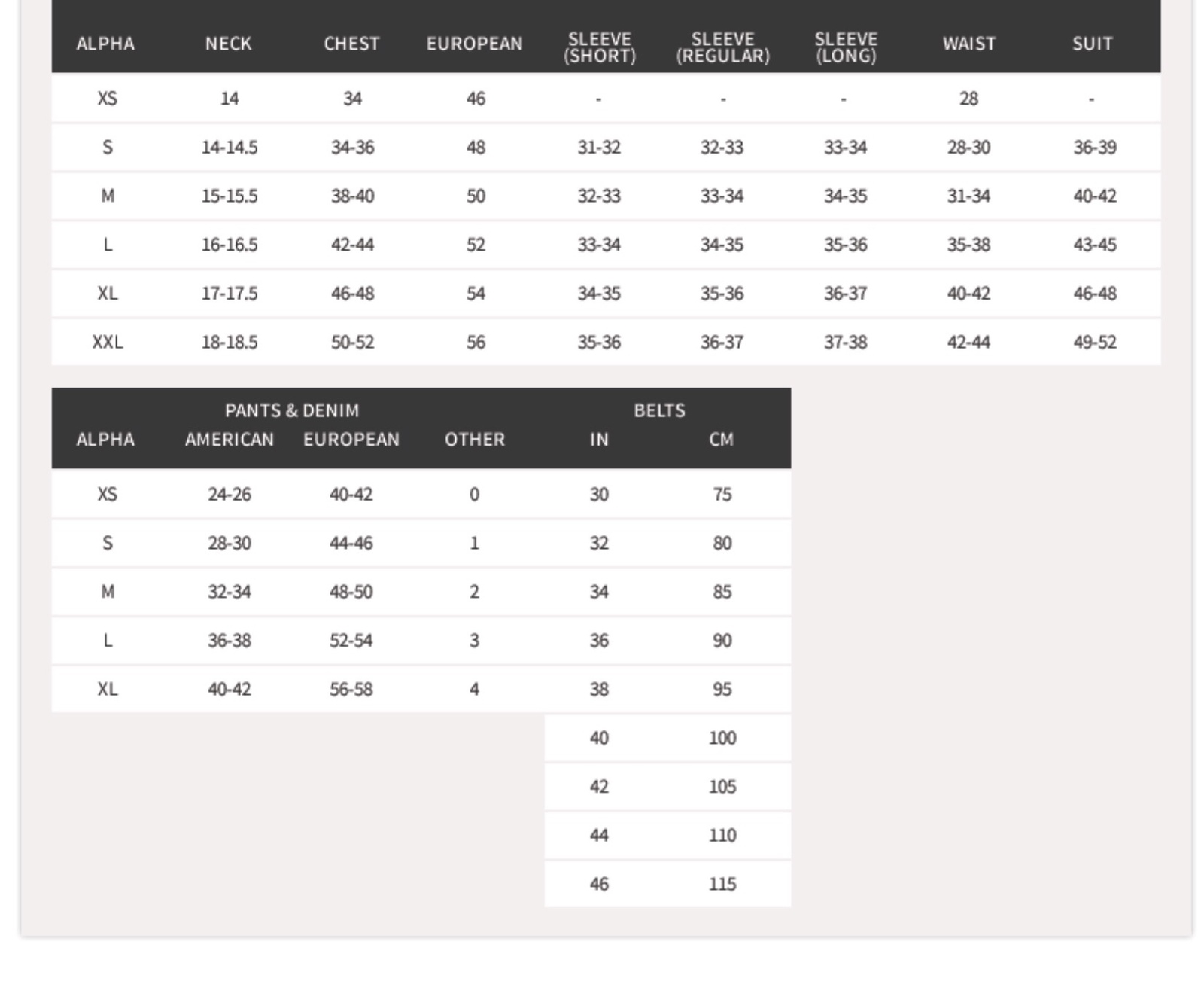 Robert Graham Jacket Size Chart