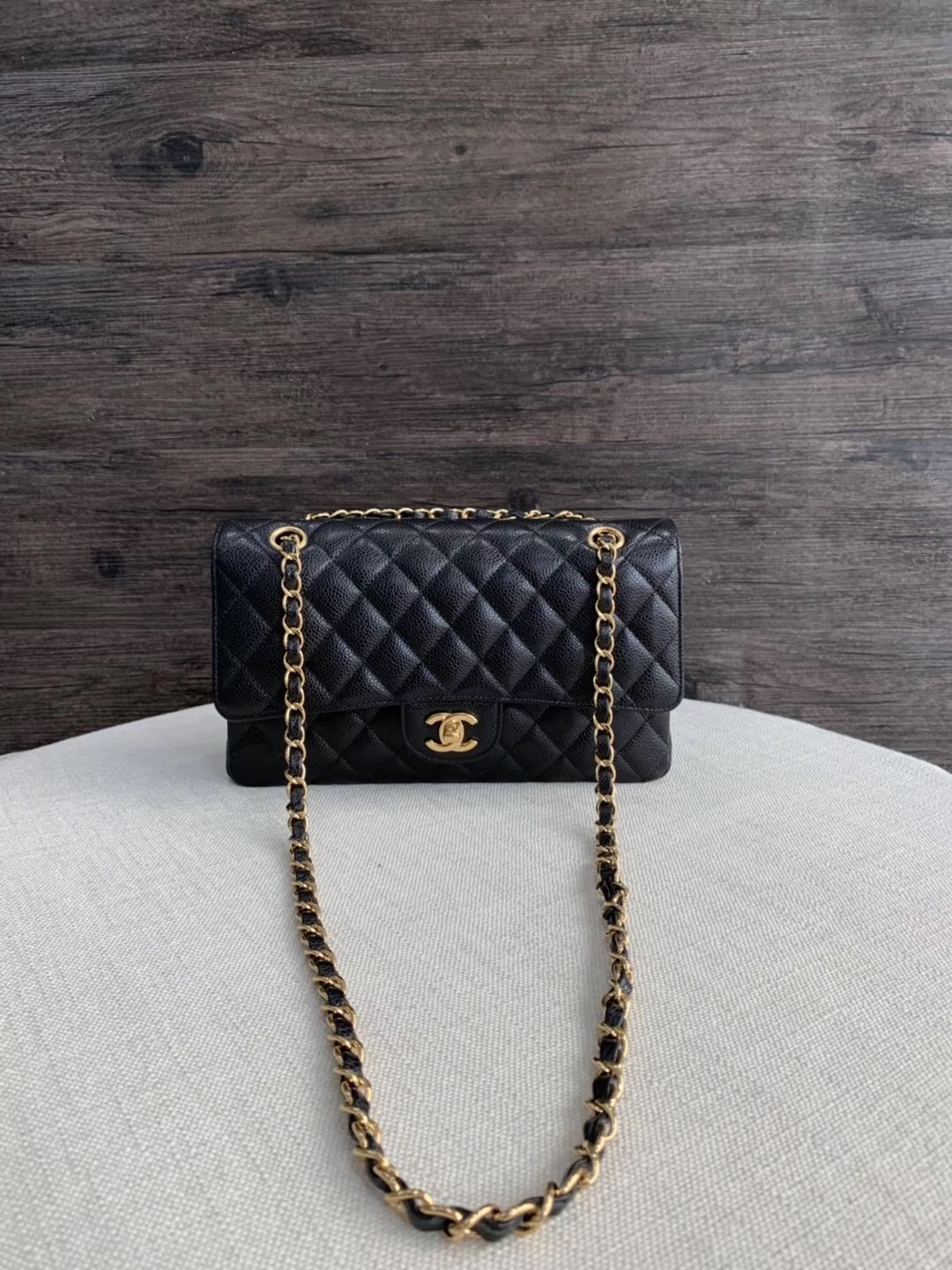 chanel classic double flap quilted medium black