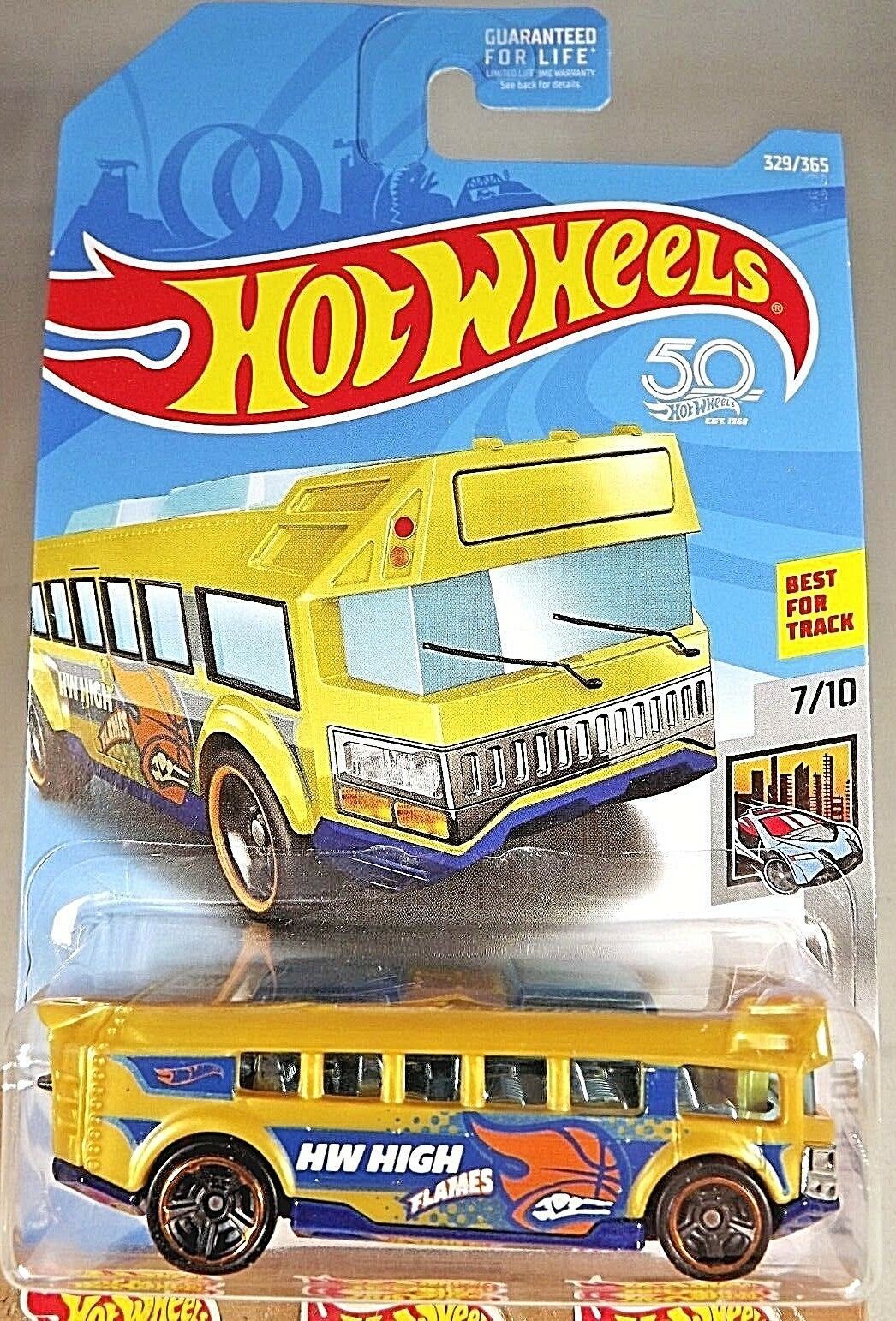 2018 Hot Wheels 329 HW Metro 7/10 HOT WHEELS HIGH Bus Gold w/Black MC5