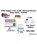 iPOS Supply Thermal Receipt Paper 3 1/8&quot; x 230&#39; for Clover Station (10 R... - $25.73