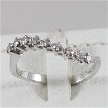 18K White Gold Eternity Band Ring With Diamonds, Ondulate, Made In Italy - $1,758.55