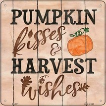 Pumpkin Kisses Harvest Wishes Fall Theme Metal Sign 12&quot; x 12&quot; Wall Decor... - $23.95